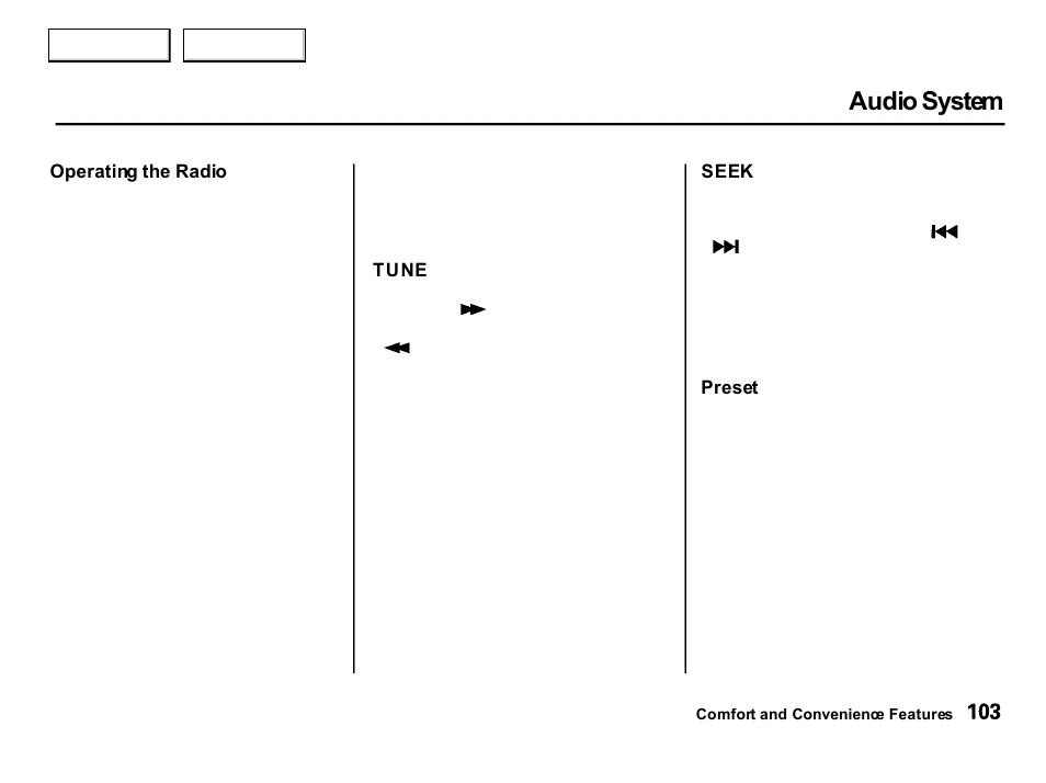 Audio system | Acura 2001 Integra Hatchback - Owner's Manual User Manual | Page 106 / 285
