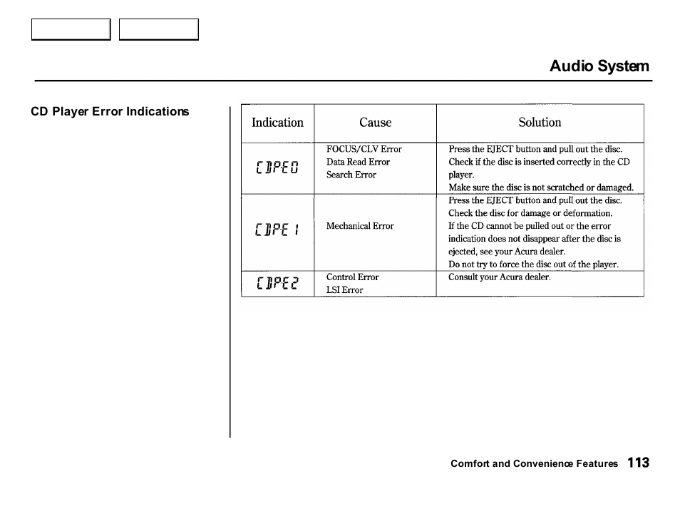 Audio system | Acura 2001 Integra Hatchback - Owner's Manual User Manual | Page 116 / 285