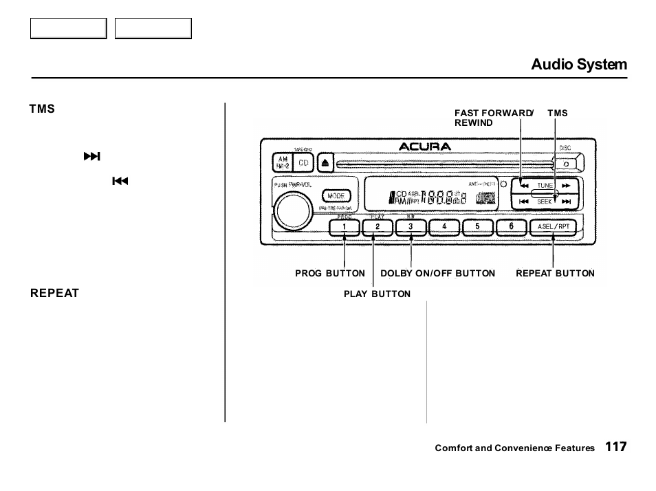 Audio system | Acura 2001 Integra Hatchback - Owner's Manual User Manual | Page 120 / 285