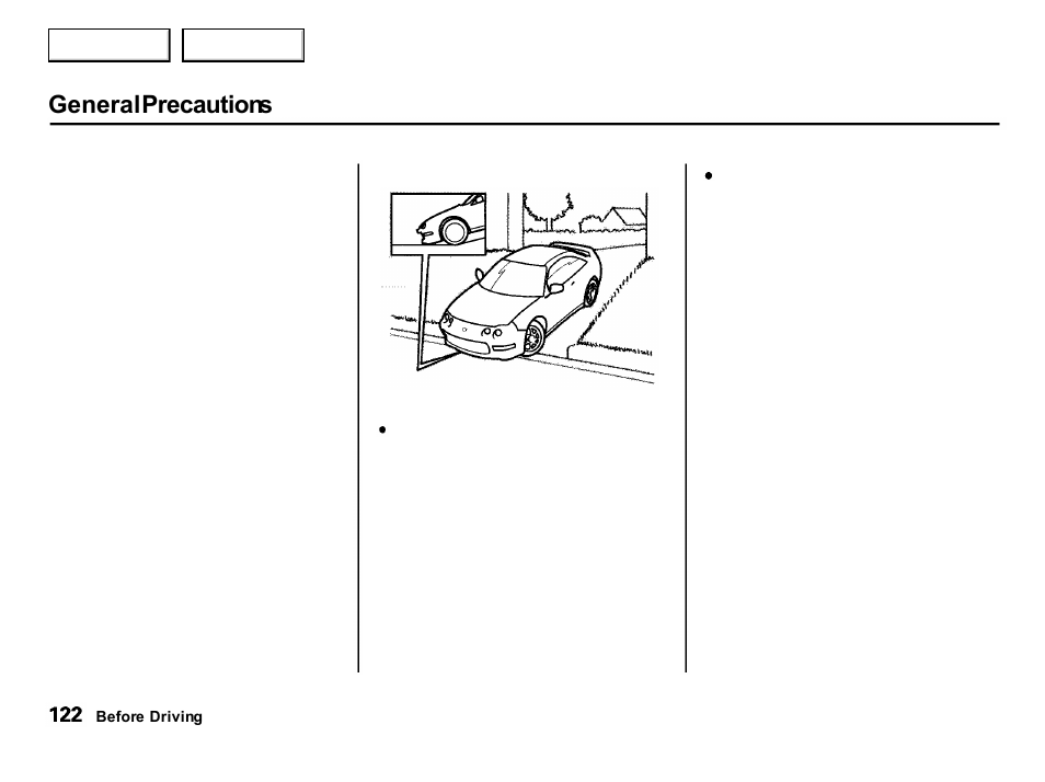 General precautions | Acura 2001 Integra Hatchback - Owner's Manual User Manual | Page 125 / 285