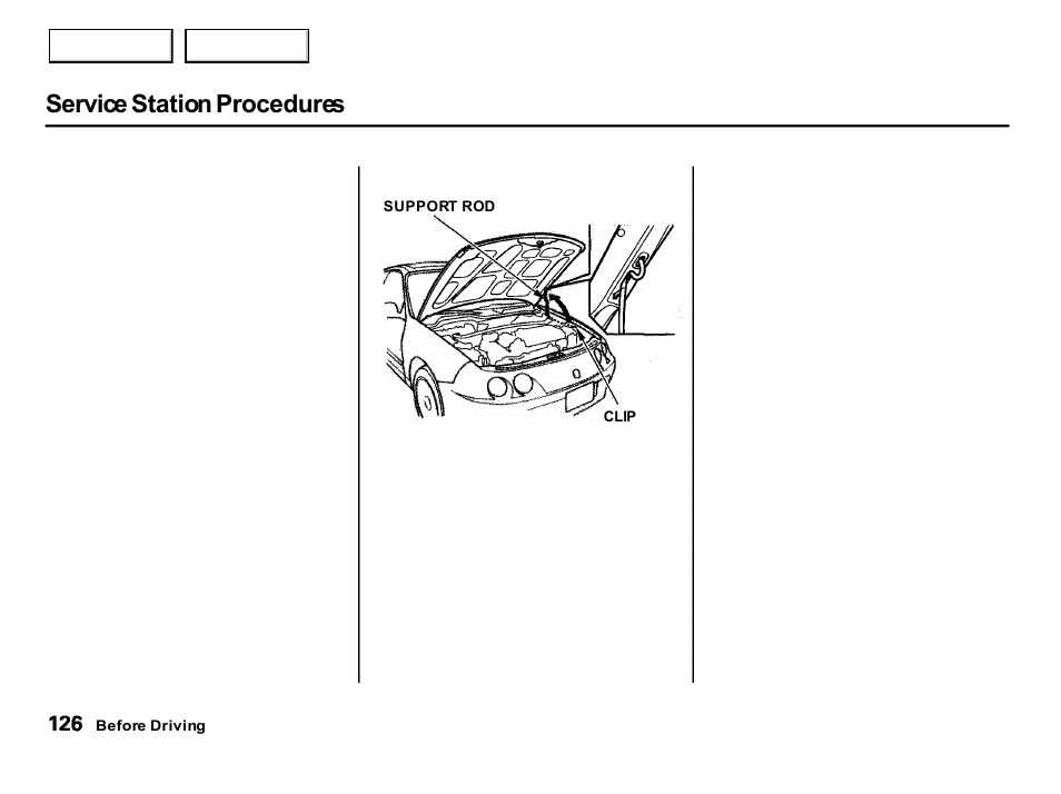 Service station procedures | Acura 2001 Integra Hatchback - Owner's Manual User Manual | Page 129 / 285