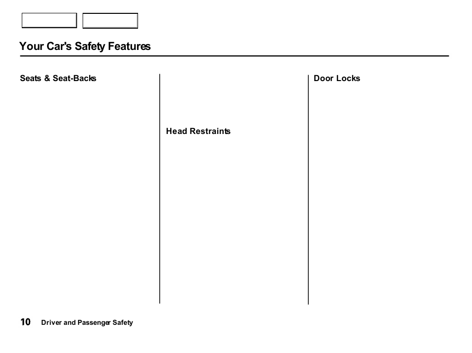 Your car's safety features | Acura 2001 Integra Hatchback - Owner's Manual User Manual | Page 13 / 285