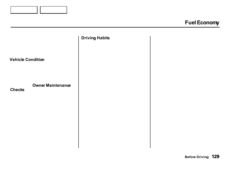 Fuel economy | Acura 2001 Integra Hatchback - Owner's Manual User Manual | Page 132 / 285