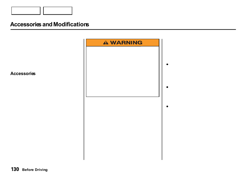 Accessories and modifications | Acura 2001 Integra Hatchback - Owner's Manual User Manual | Page 133 / 285