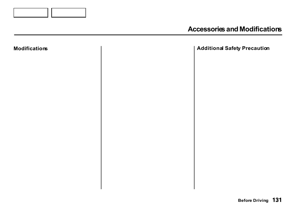 Accessories and modifications | Acura 2001 Integra Hatchback - Owner's Manual User Manual | Page 134 / 285