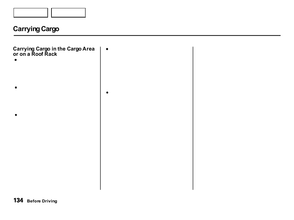 Carrying cargo | Acura 2001 Integra Hatchback - Owner's Manual User Manual | Page 137 / 285