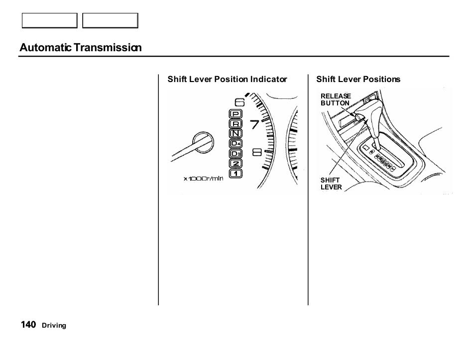 Automatic transmission | Acura 2001 Integra Hatchback - Owner's Manual User Manual | Page 143 / 285