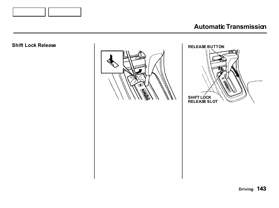 Automatic transmission | Acura 2001 Integra Hatchback - Owner's Manual User Manual | Page 146 / 285