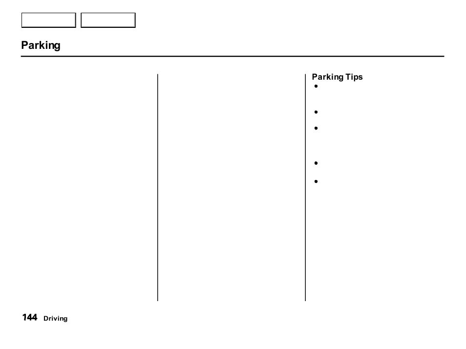 Parking | Acura 2001 Integra Hatchback - Owner's Manual User Manual | Page 147 / 285