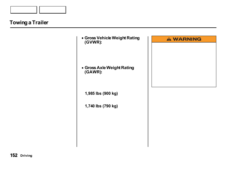Towing a trailer | Acura 2001 Integra Hatchback - Owner's Manual User Manual | Page 155 / 285