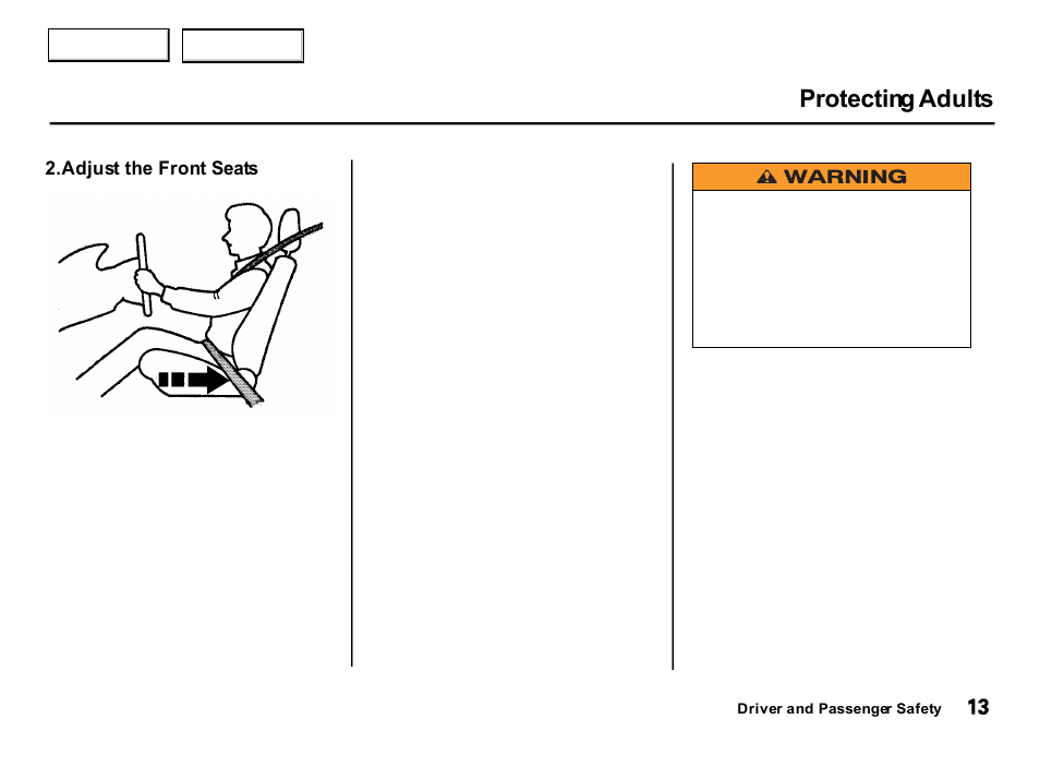 Protecting adults | Acura 2001 Integra Hatchback - Owner's Manual User Manual | Page 16 / 285