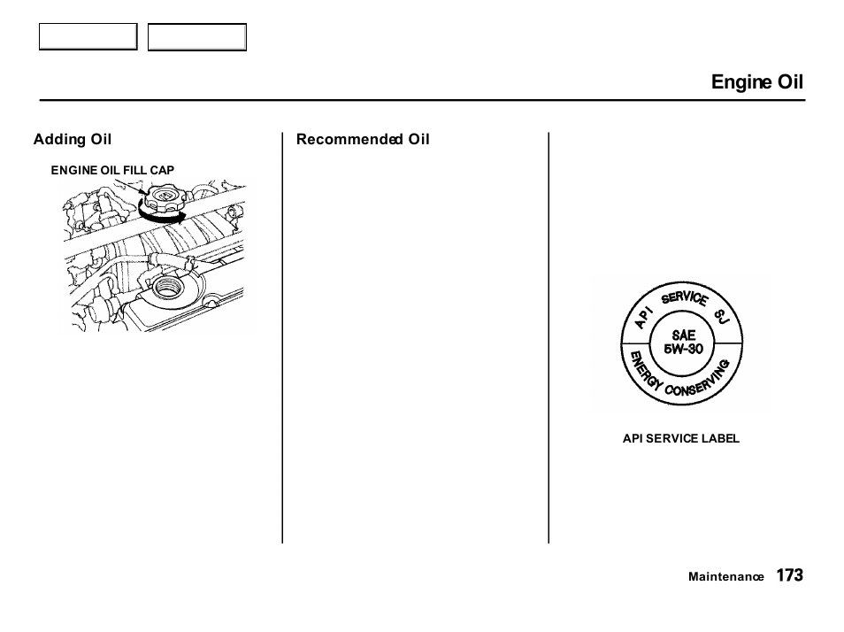 Engine oil | Acura 2001 Integra Hatchback - Owner's Manual User Manual | Page 176 / 285