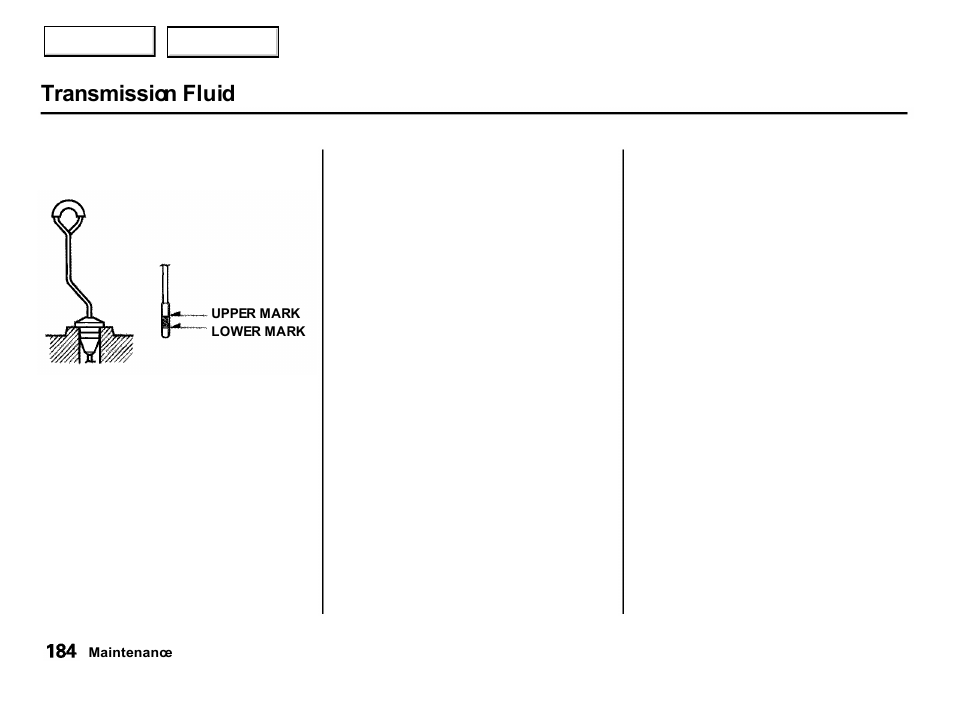 Transmission fluid | Acura 2001 Integra Hatchback - Owner's Manual User Manual | Page 187 / 285