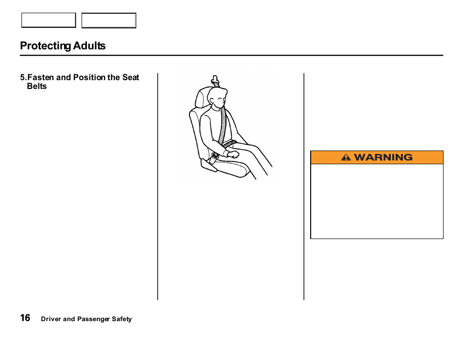 Protecting adults | Acura 2001 Integra Hatchback - Owner's Manual User Manual | Page 19 / 285