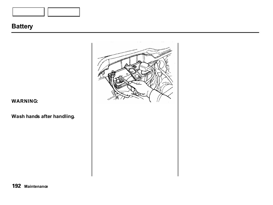 Battery | Acura 2001 Integra Hatchback - Owner's Manual User Manual | Page 195 / 285