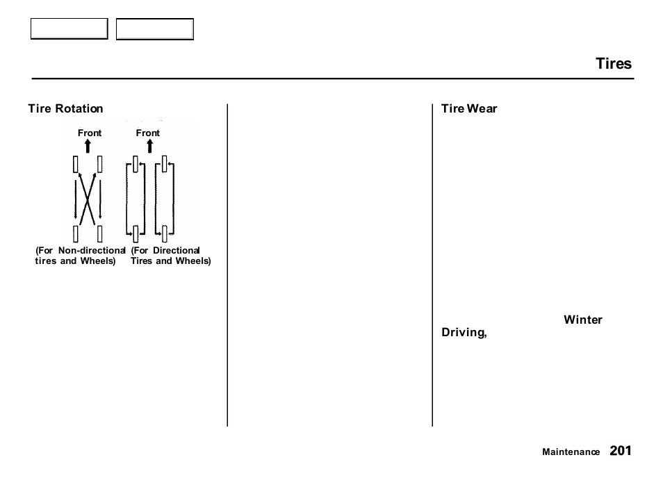 Tires | Acura 2001 Integra Hatchback - Owner's Manual User Manual | Page 204 / 285