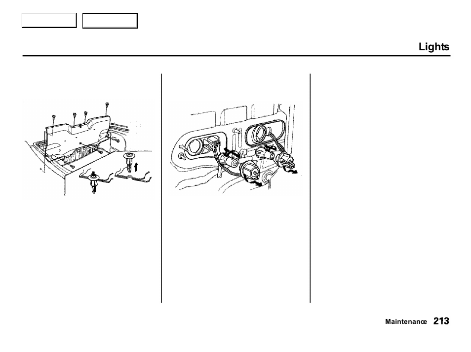 Lights | Acura 2001 Integra Hatchback - Owner's Manual User Manual | Page 216 / 285
