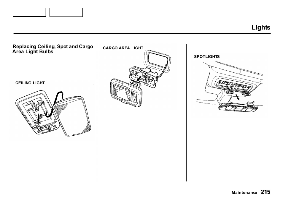 Lights | Acura 2001 Integra Hatchback - Owner's Manual User Manual | Page 218 / 285