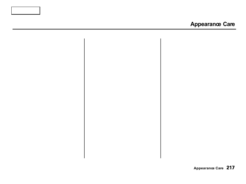 Appearance care | Acura 2001 Integra Hatchback - Owner's Manual User Manual | Page 220 / 285