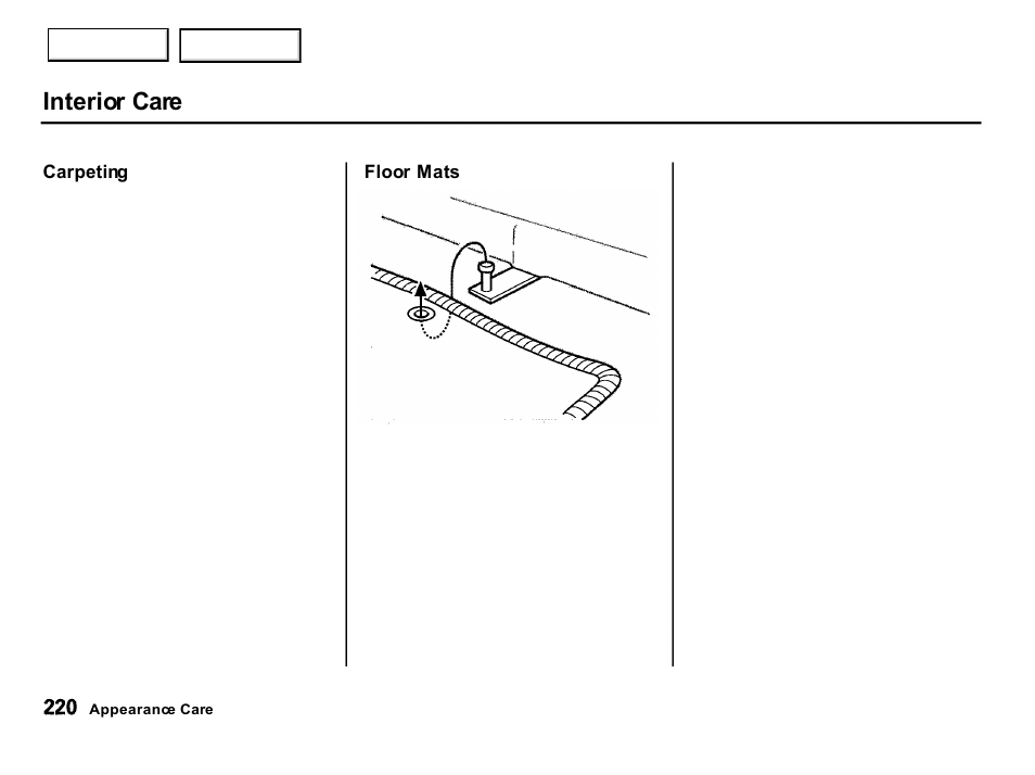 Interior care | Acura 2001 Integra Hatchback - Owner's Manual User Manual | Page 223 / 285
