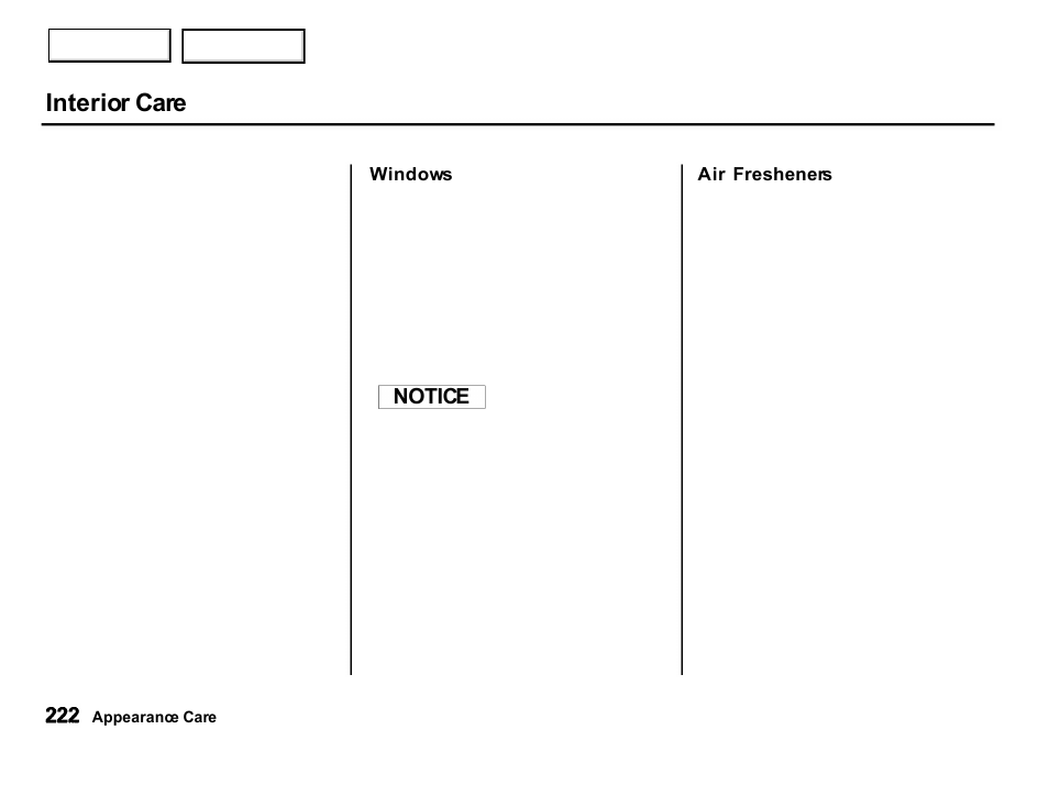 Interior care | Acura 2001 Integra Hatchback - Owner's Manual User Manual | Page 225 / 285