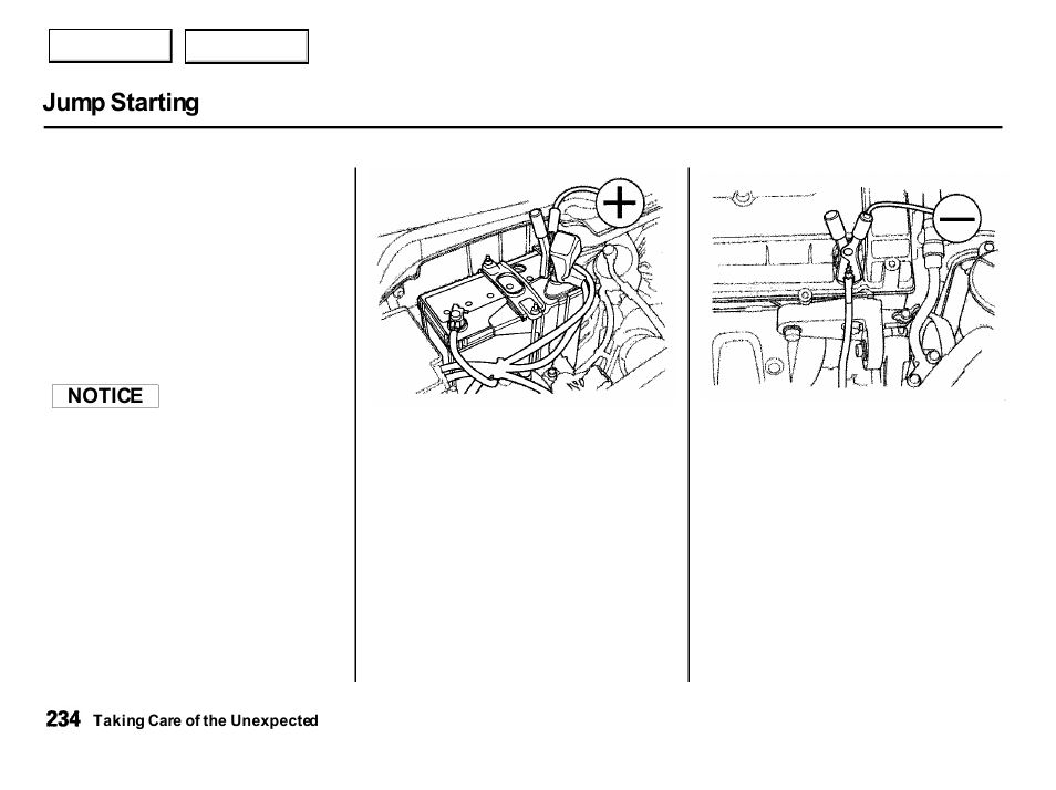 Jump starting | Acura 2001 Integra Hatchback - Owner's Manual User Manual | Page 237 / 285