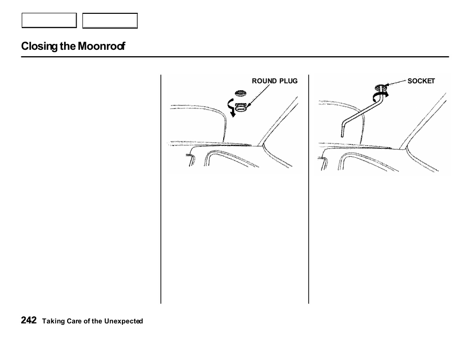 Closing the moonroof | Acura 2001 Integra Hatchback - Owner's Manual User Manual | Page 245 / 285