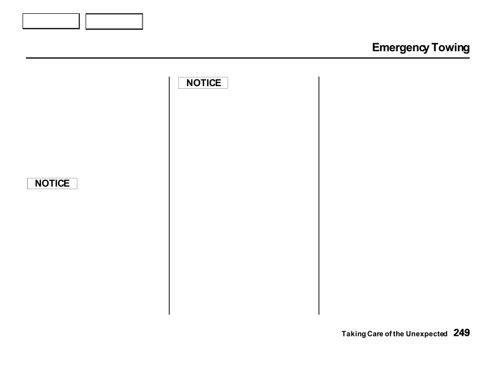 Emergency towing | Acura 2001 Integra Hatchback - Owner's Manual User Manual | Page 252 / 285