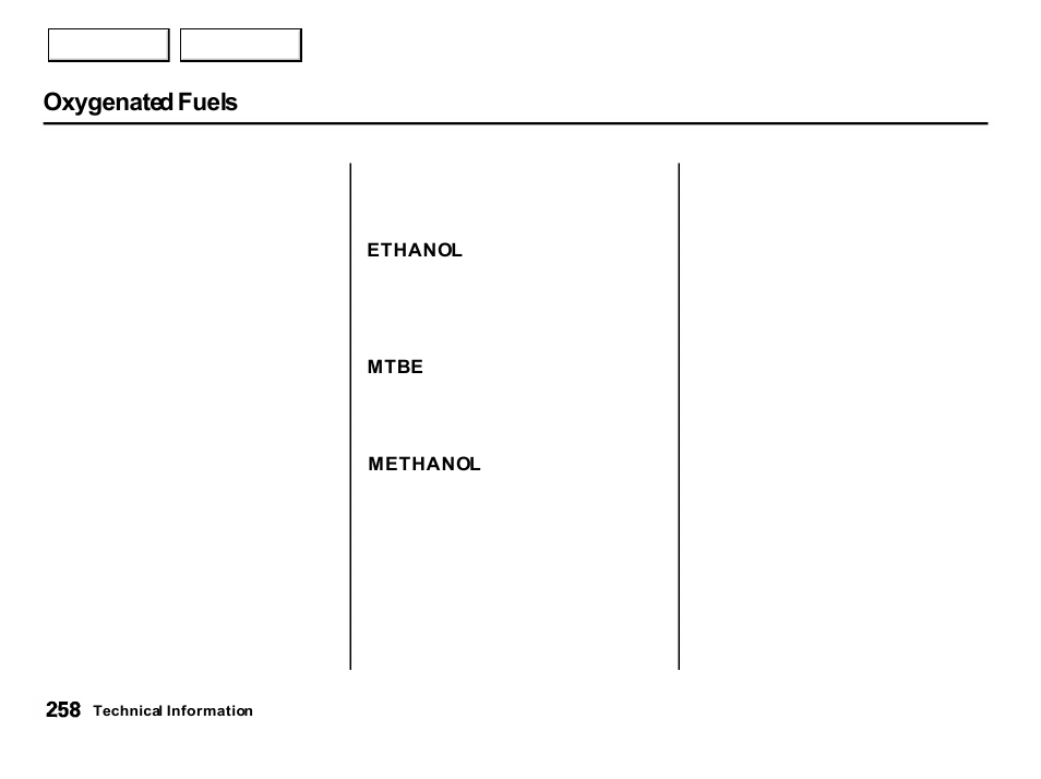Oxygenated fuels | Acura 2001 Integra Hatchback - Owner's Manual User Manual | Page 261 / 285