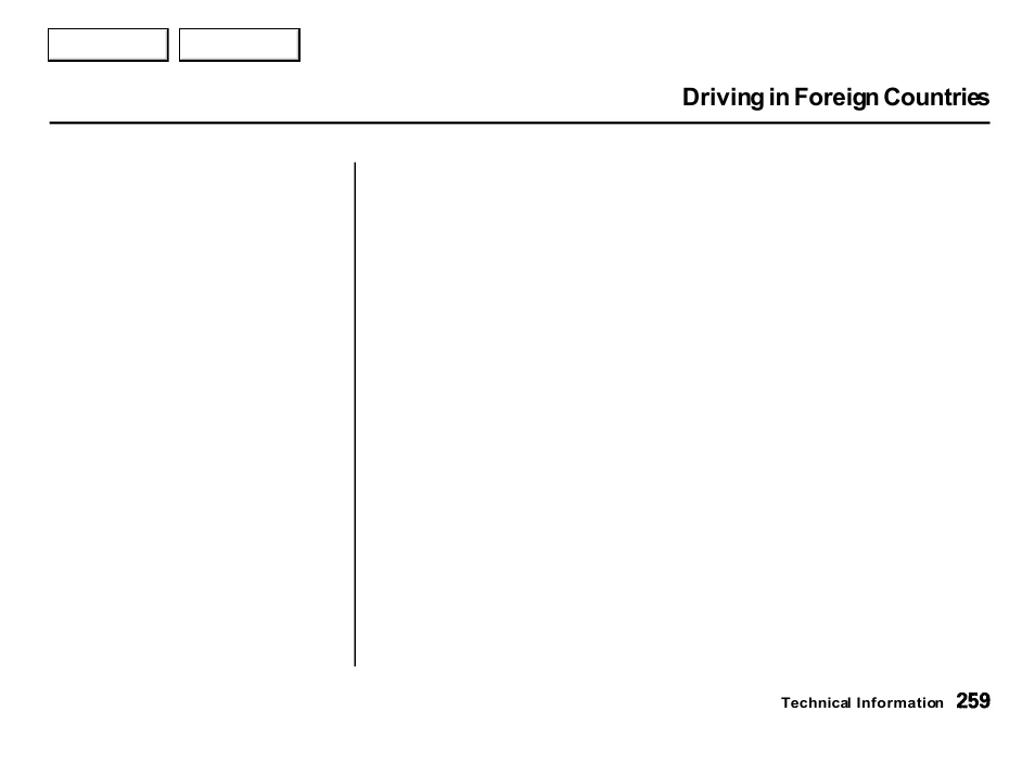 Driving in foreign countries | Acura 2001 Integra Hatchback - Owner's Manual User Manual | Page 262 / 285