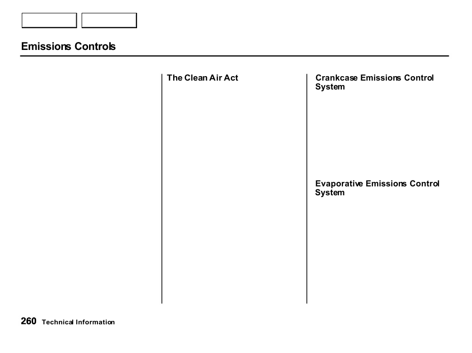Emissions controls | Acura 2001 Integra Hatchback - Owner's Manual User Manual | Page 263 / 285