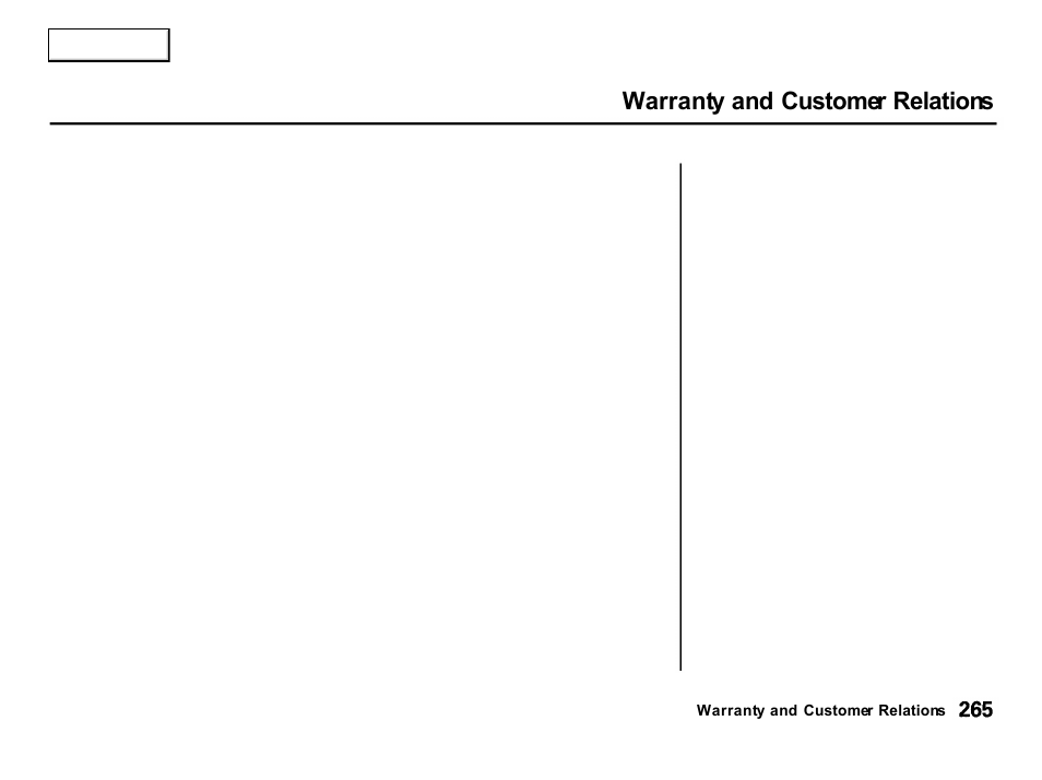Warranty and customer relations | Acura 2001 Integra Hatchback - Owner's Manual User Manual | Page 268 / 285