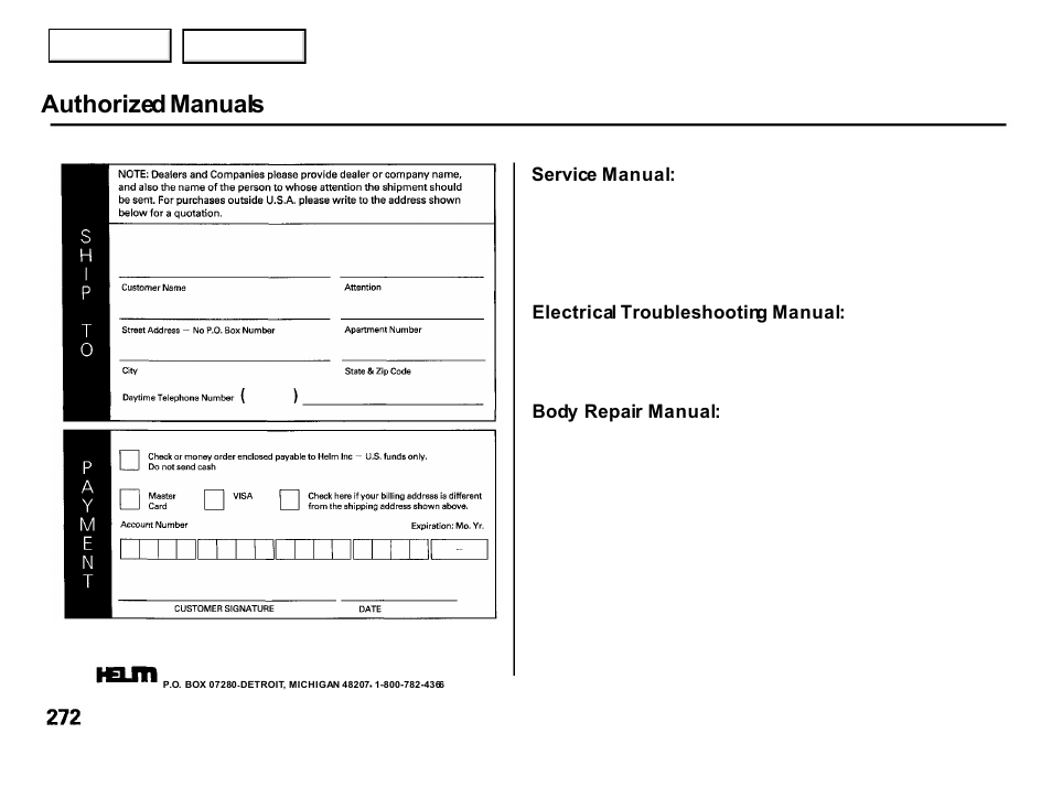 Authorized manuals | Acura 2001 Integra Hatchback - Owner's Manual User Manual | Page 275 / 285