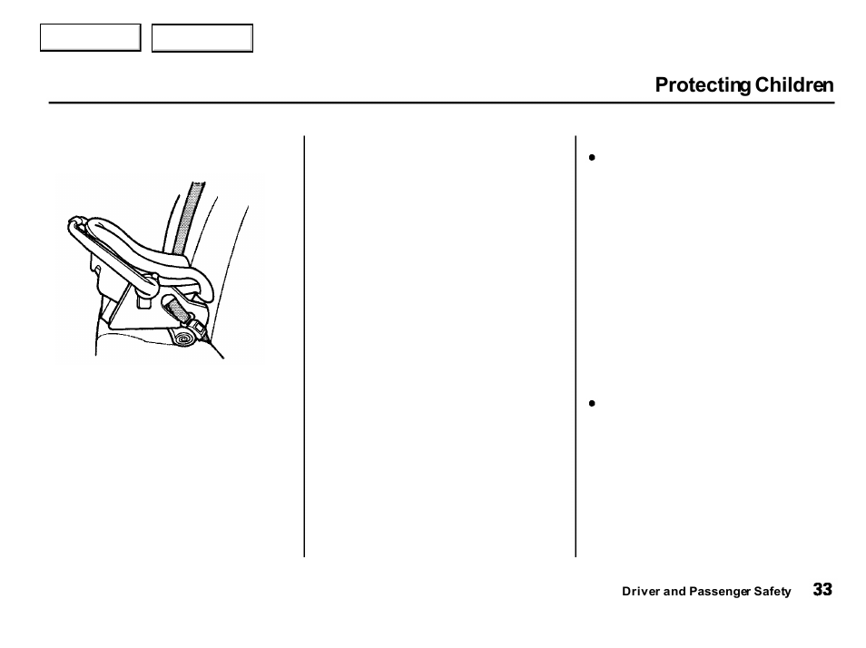 Protecting children | Acura 2001 Integra Hatchback - Owner's Manual User Manual | Page 36 / 285