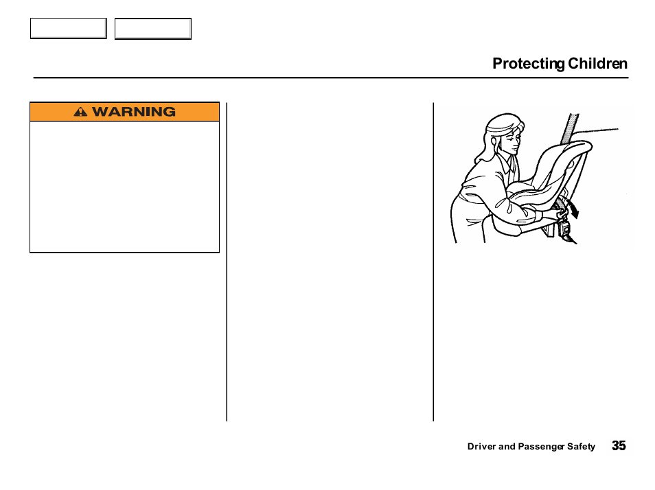 Protecting children | Acura 2001 Integra Hatchback - Owner's Manual User Manual | Page 38 / 285