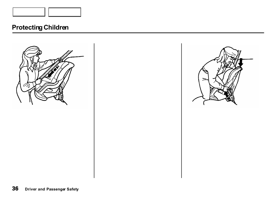 Protecting children | Acura 2001 Integra Hatchback - Owner's Manual User Manual | Page 39 / 285