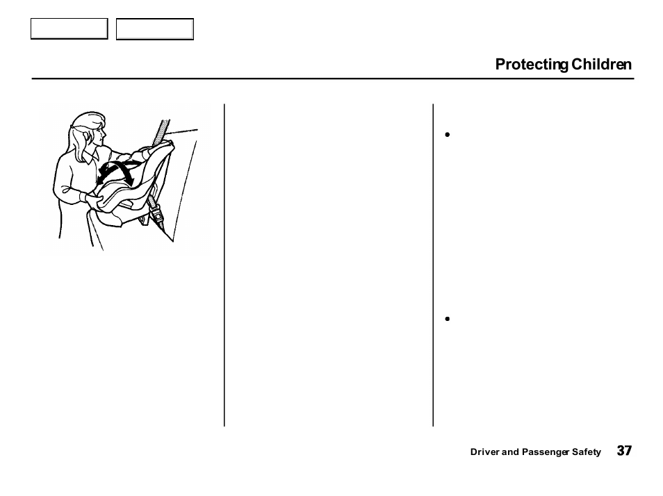 Protecting children | Acura 2001 Integra Hatchback - Owner's Manual User Manual | Page 40 / 285