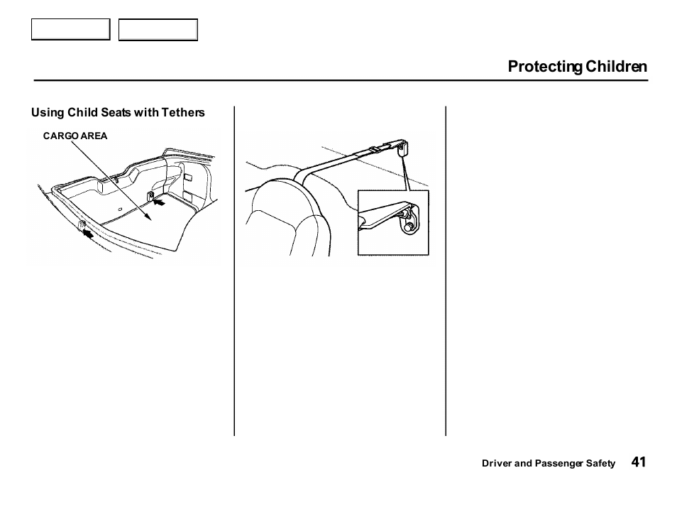 Protecting children | Acura 2001 Integra Hatchback - Owner's Manual User Manual | Page 44 / 285