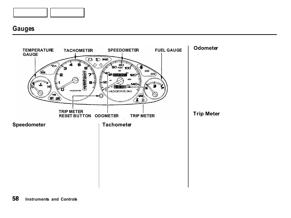 Gauges | Acura 2001 Integra Hatchback - Owner's Manual User Manual | Page 61 / 285