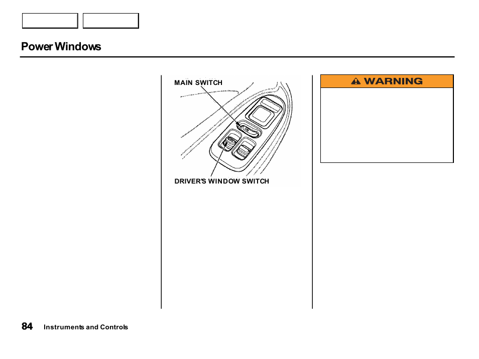 Power windows | Acura 2001 Integra Hatchback - Owner's Manual User Manual | Page 87 / 285