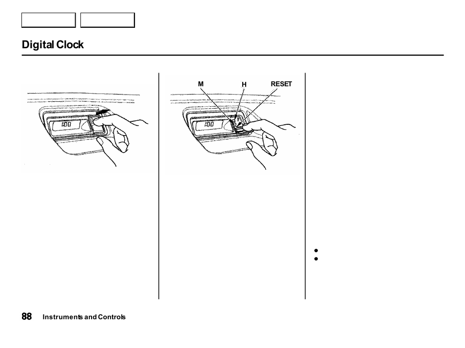 Digital clock | Acura 2001 Integra Hatchback - Owner's Manual User Manual | Page 91 / 285