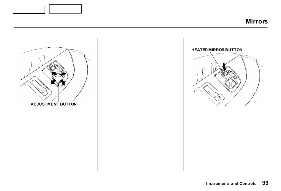 Mirrors | Acura 2000 RL - Owner's Manual User Manual | Page 102 / 330