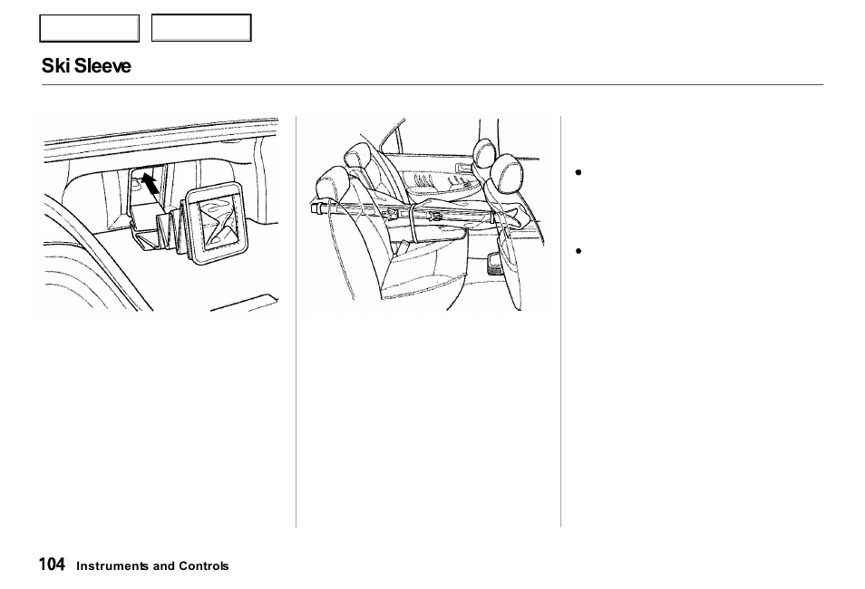 Ski sleeve | Acura 2000 RL - Owner's Manual User Manual | Page 107 / 330