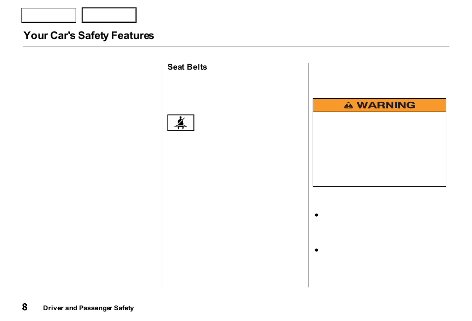 Your car's safety features | Acura 2000 RL - Owner's Manual User Manual | Page 11 / 330