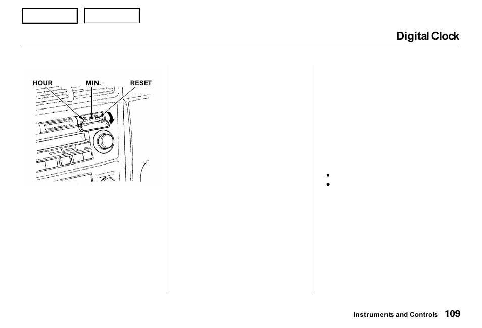 Digital clock | Acura 2000 RL - Owner's Manual User Manual | Page 112 / 330