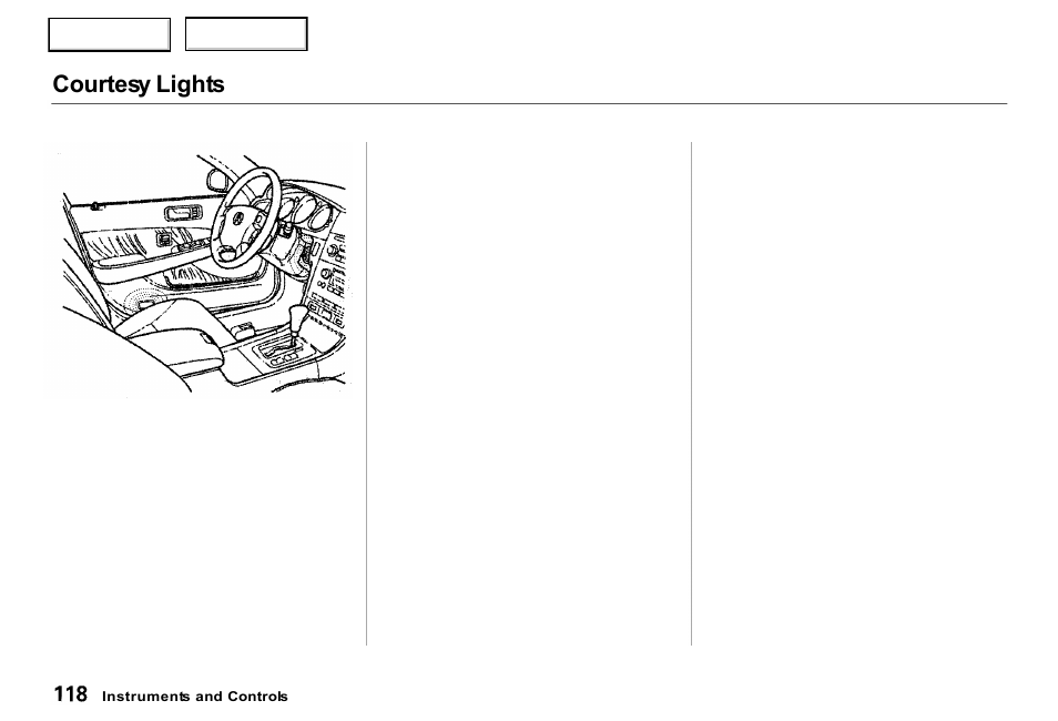 Courtesy lights | Acura 2000 RL - Owner's Manual User Manual | Page 121 / 330