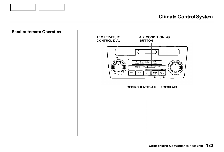 Climate control system | Acura 2000 RL - Owner's Manual User Manual | Page 126 / 330