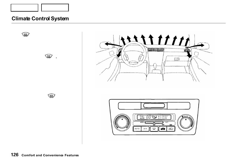 Climate control system | Acura 2000 RL - Owner's Manual User Manual | Page 129 / 330