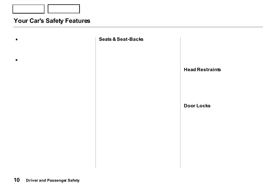 Your car's safety features | Acura 2000 RL - Owner's Manual User Manual | Page 13 / 330