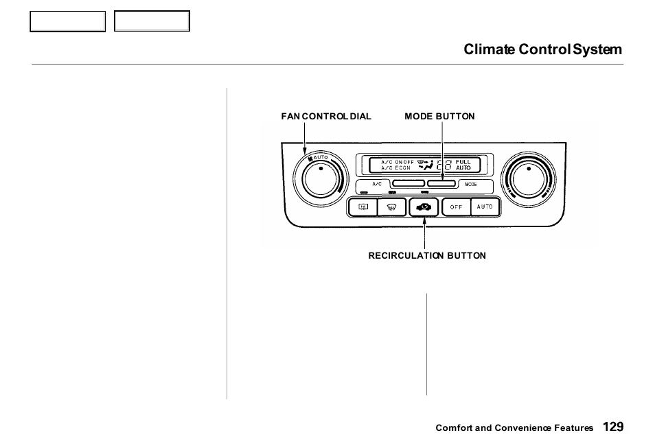 Climate control system | Acura 2000 RL - Owner's Manual User Manual | Page 132 / 330
